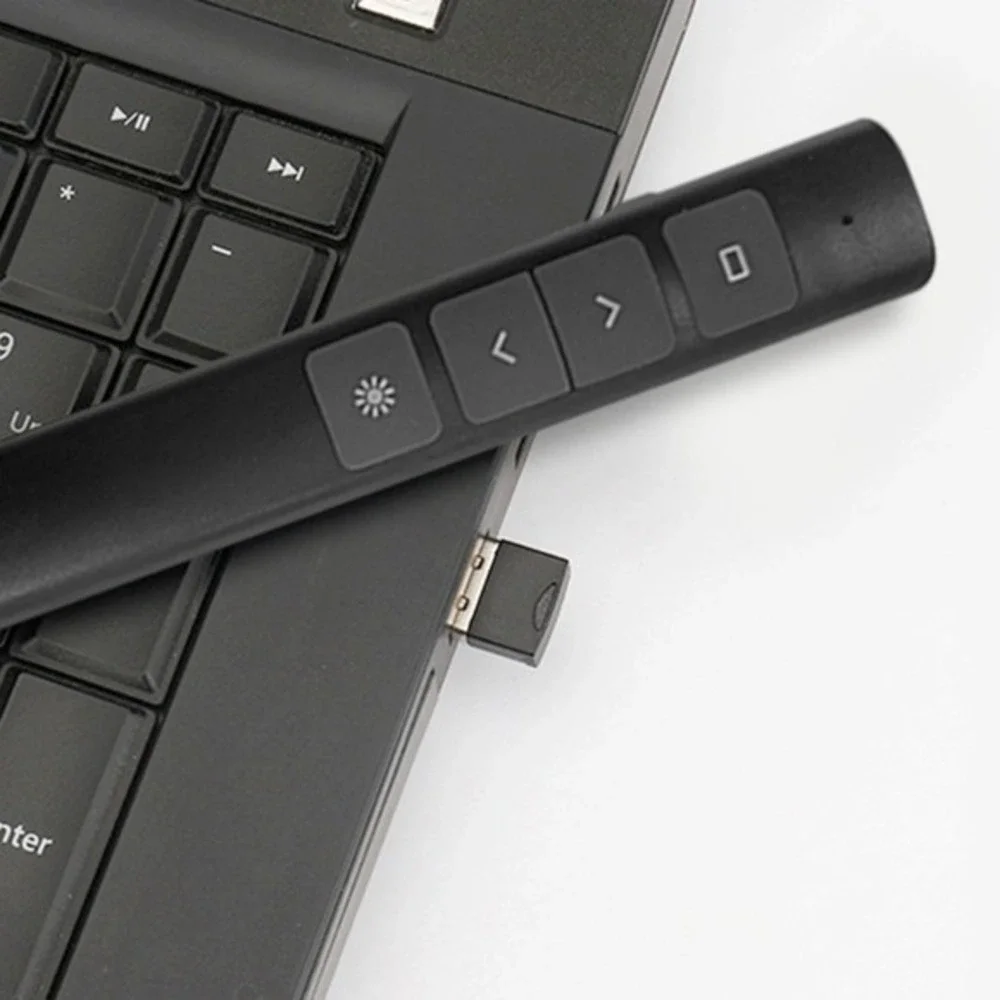 2.4 GHz Wireless Presenter with Red Pointer RF Remote Control Rechargeable Black